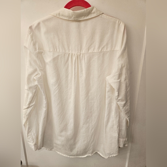 NWOT Max Studio Woman White Linen Cotton Embroidered Shirt - Size 1X - Picture 10 of 10